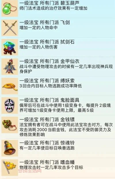 梦幻西游法宝搭配攻略：各门派法宝推荐及调整建议